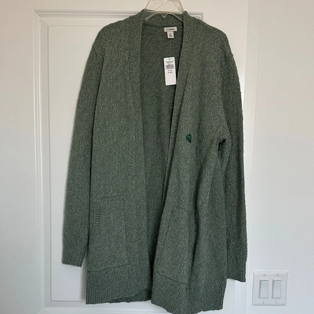L.L. Bean Sea Green Knit Cardigan - Picture 1 of 4